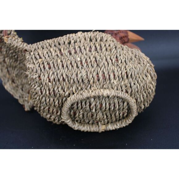 Cornucopia Brown Woven Wicker Horn Of Plenty Basket 17" And Turkey 11" - Picture 6 of 11